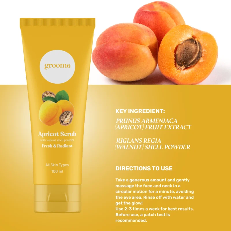 Groome Apricot Scrub – with Walnut Shell Powder (100ml)