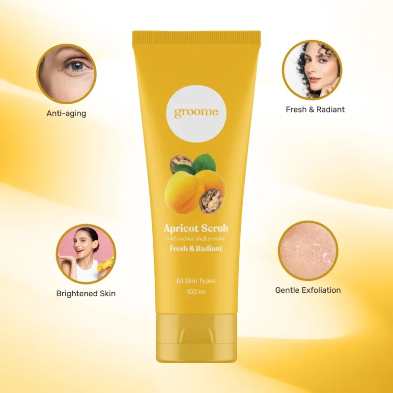 Groome Apricot Scrub – with Walnut Shell Powder (100ml)