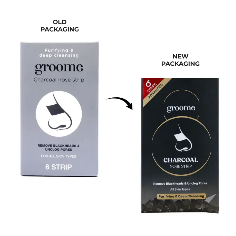 Groome Black Head Remover Charcoal Nose strips(Monthly Pack) 6 pcs