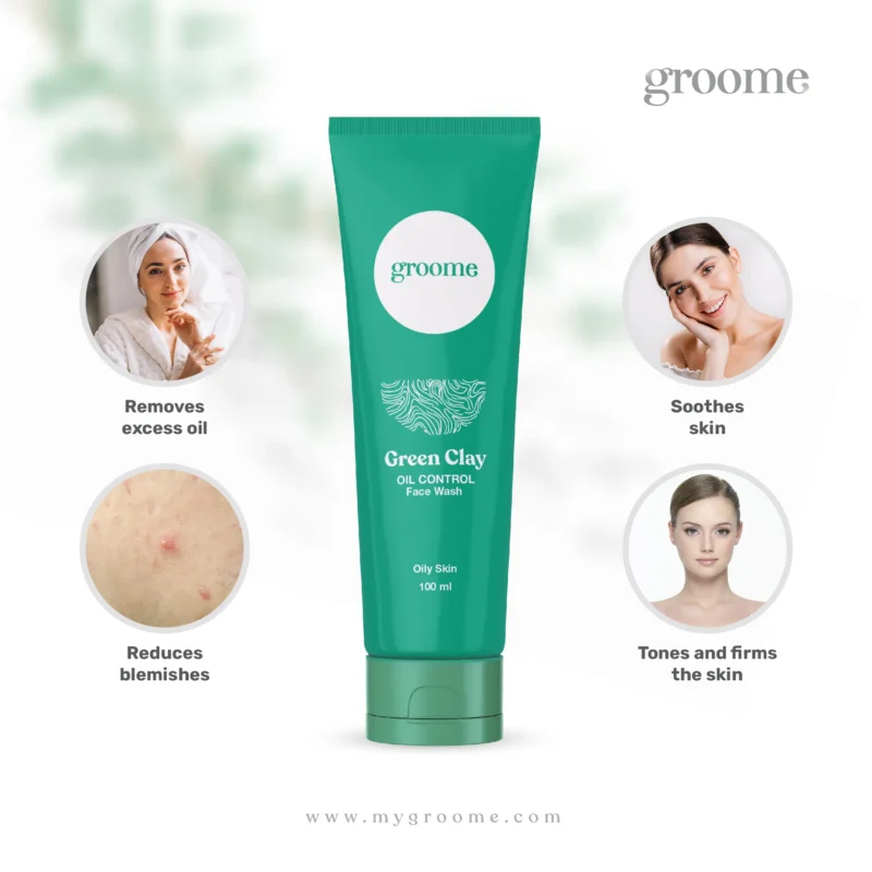 Groome Green Clay Oil Control Face Wash (100ml)
