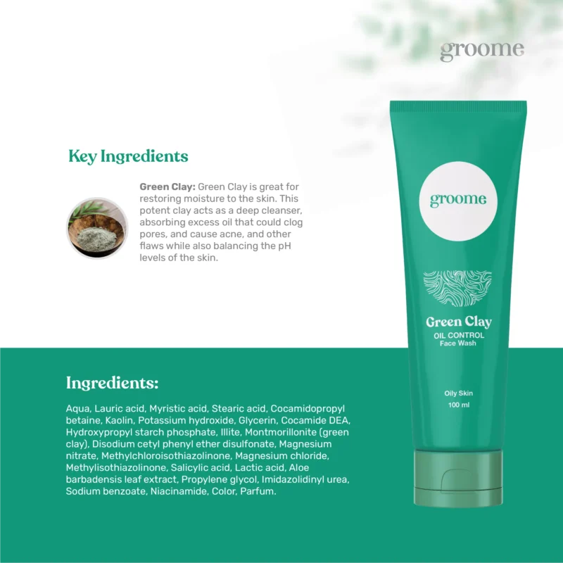 Groome Green Clay Oil Control Face Wash (100ml)