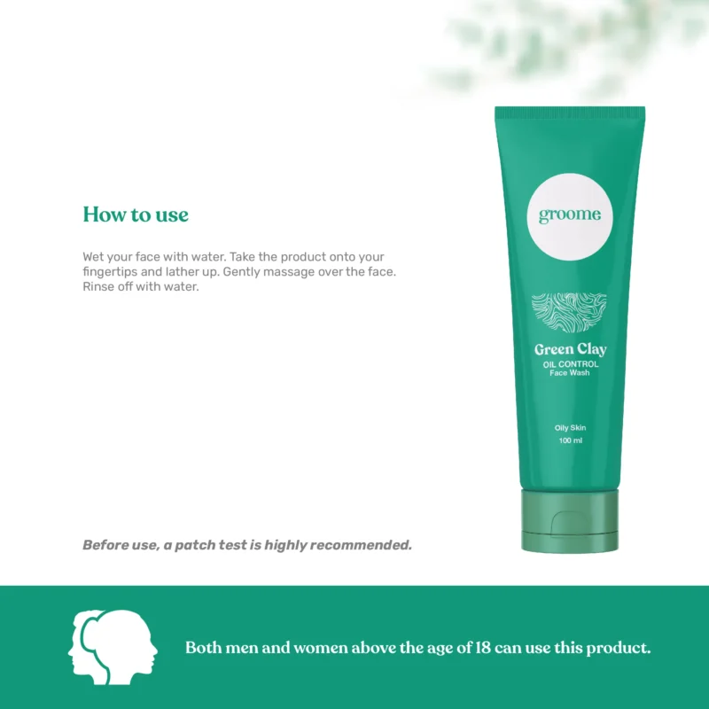 Groome Green Clay Oil Control Face Wash (100ml)