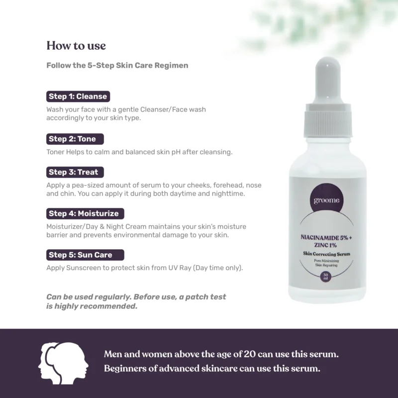 Groome Niacinamide 5% + Zinc 1% Skin Correcting Serum (30ml)