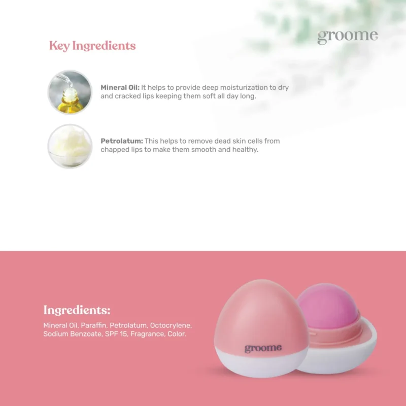 Groome Glow Lip balm with SPF 15 - Pretty Pink (10gm)