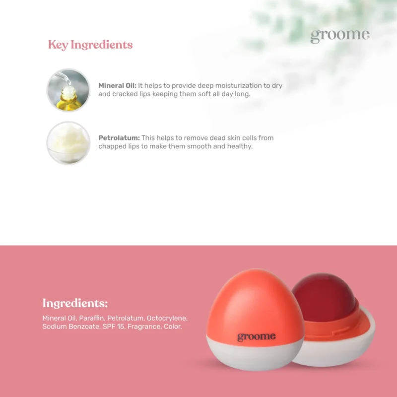 Groome Glow Lip balm tinted with SPF 15 - Sweet Sunrise (10gm)