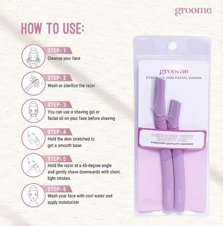 Groome Eyebrow and Facial Razor (Pack of 2pcs)