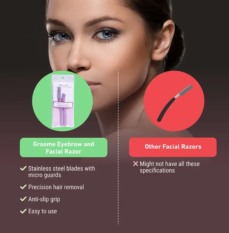 Groome Eyebrow and Facial Razor (Pack of 2pcs)